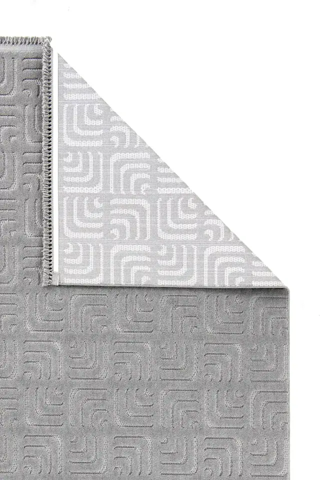 Dekorenti Prag 9210 Koyu Gri – Modern Örgü Saçaklı Yumuşak Tuşeli İskandinav Halı