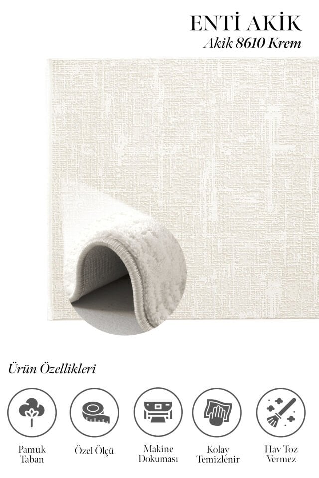 Enti Akik 8610 Krem - Modern Dokulu Akrilik Halı