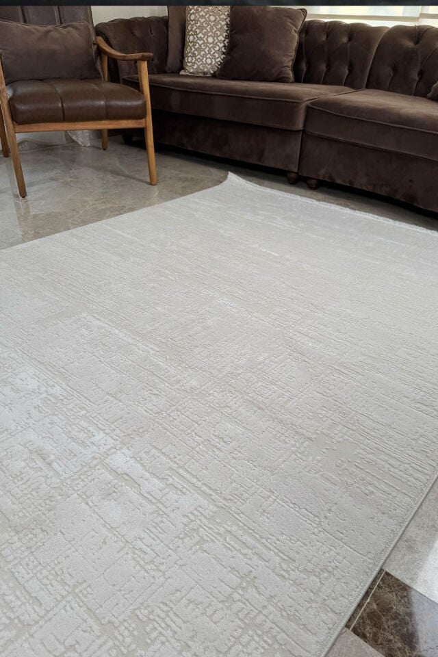 Enti Akik 8610 Krem - Modern Dokulu Akrilik Halı