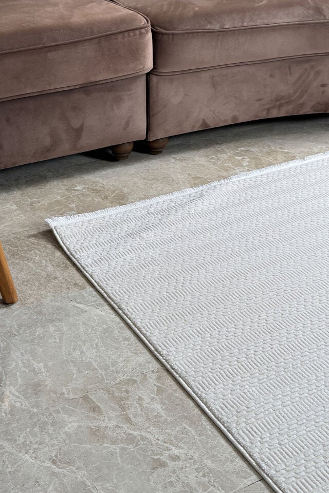 Enti Akik 8611 Krem - Çizgili Bohem Akrilik Halı