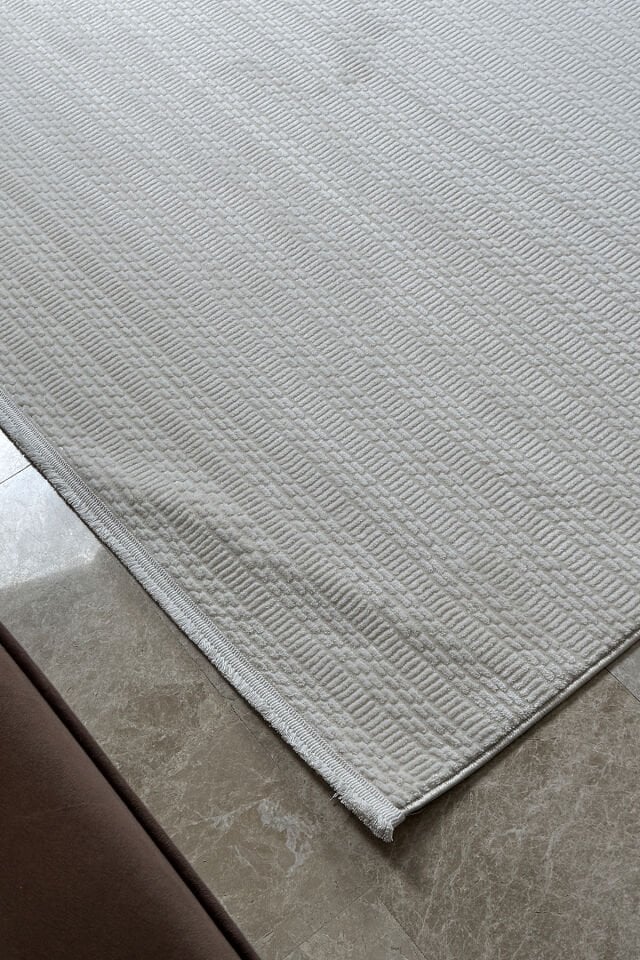 Enti Akik 8611 Krem - Çizgili Bohem Akrilik Halı