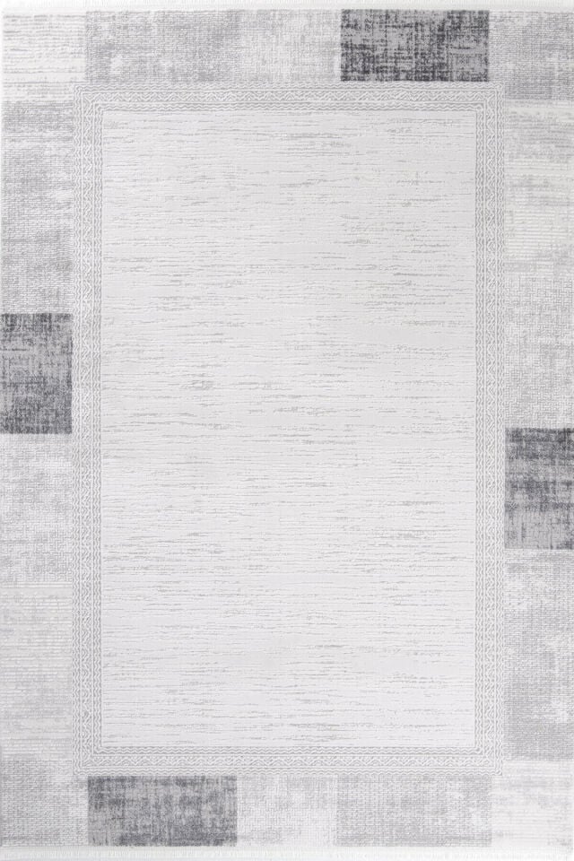 Romans Nita 1201 Gri - Kare Dokulu Modern Halı