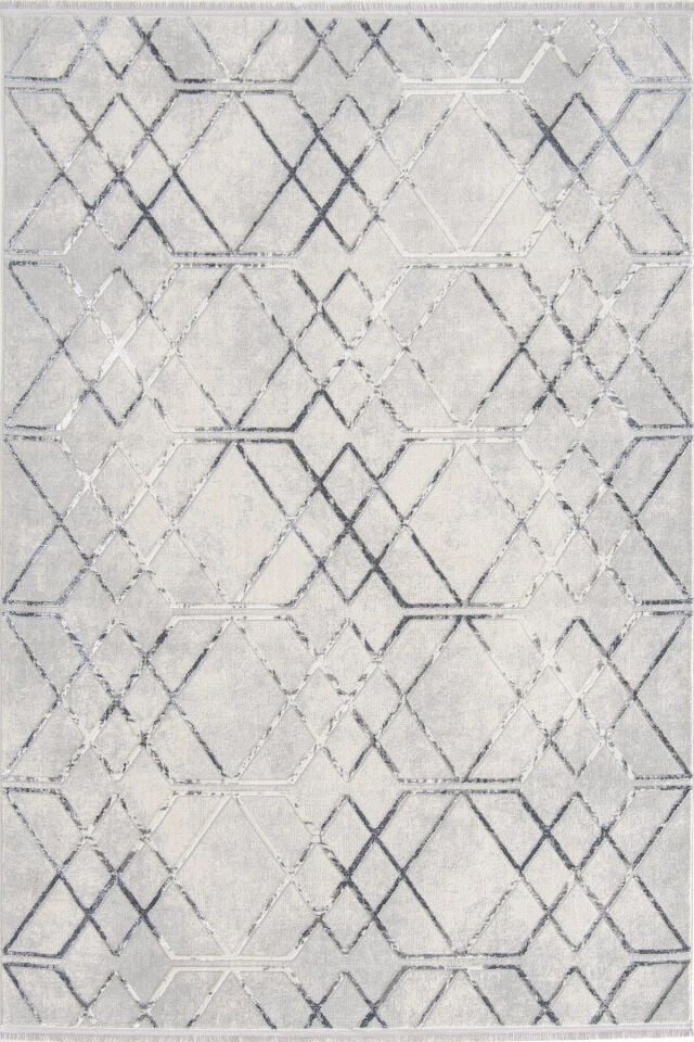 Enti Florya 8107 Gri Halı - Geometrik Baklava Desenli Modern Halı