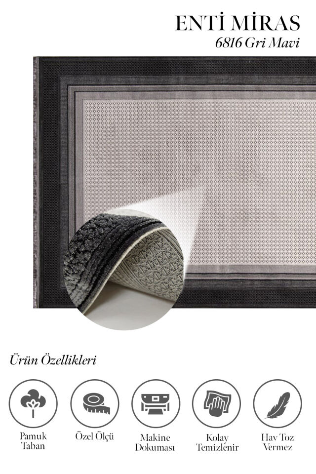 Enti Miras 6816 Gri - Çerçeveli Akrilik Halı