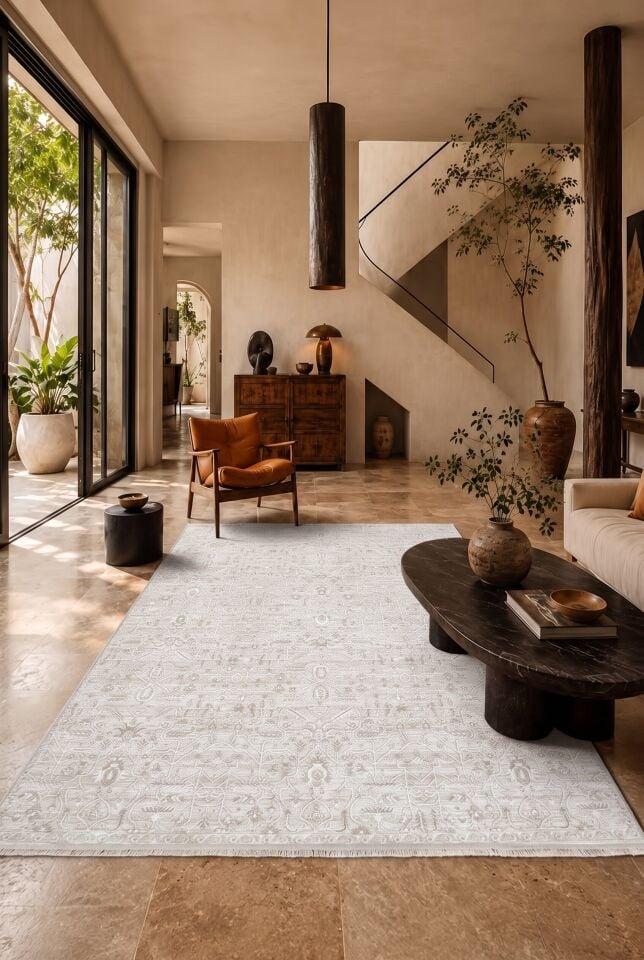 Romans Vizyon 3511 Bej Vintage Desenli Akrilik Salon Halısı