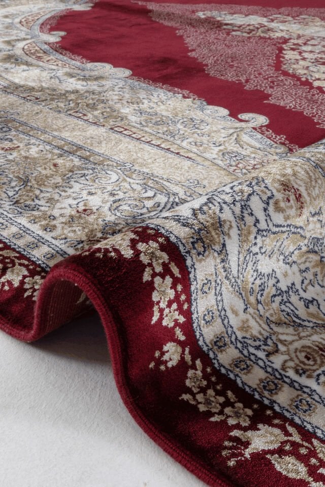 Romans Herat 2805 Kırmızı - Pamuk Tabanlı İpeksi Dokulu Göbekli Salon Halısı 240x340