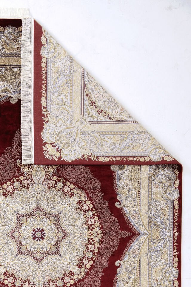 Romans Herat 2805 Kırmızı - Pamuk Tabanlı İpeksi Dokulu Göbekli Salon Halısı 240x340