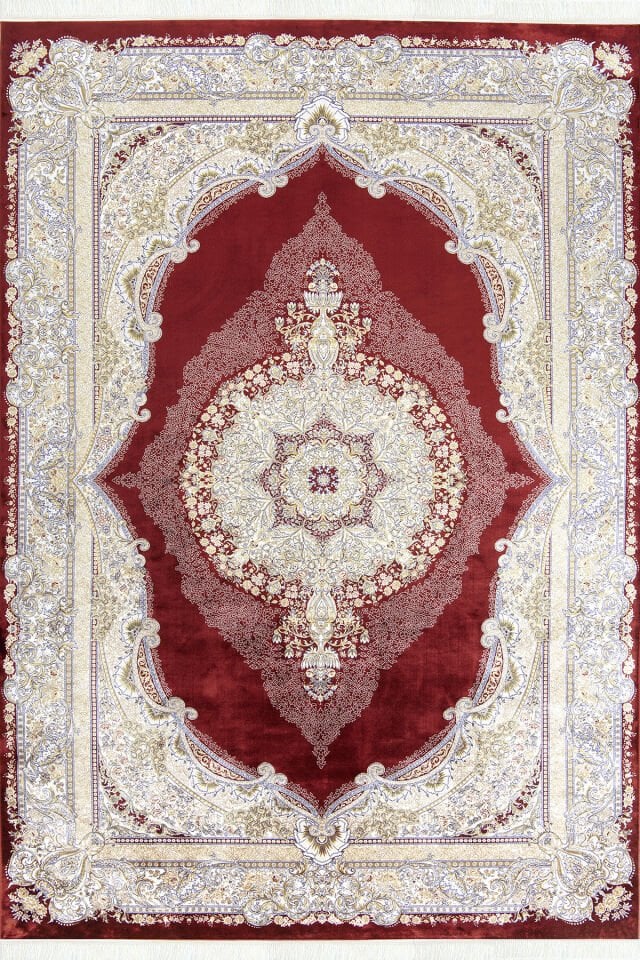 Romans Herat 2805 Kırmızı - Pamuk Tabanlı İpeksi Dokulu Göbekli Salon Halısı