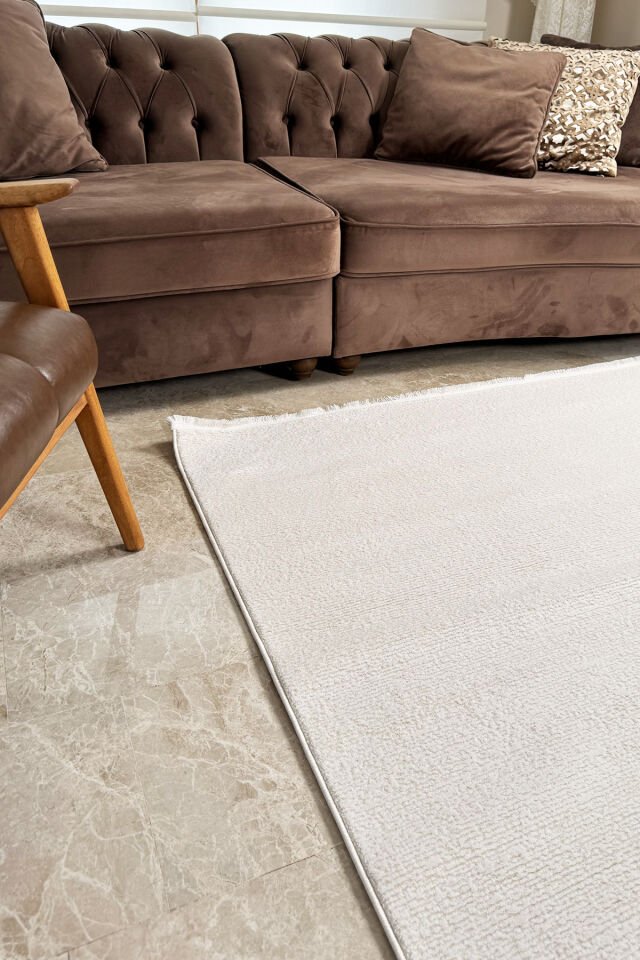 Enti Akik 8616 Krem - Sade Bohem Akrilik Halı