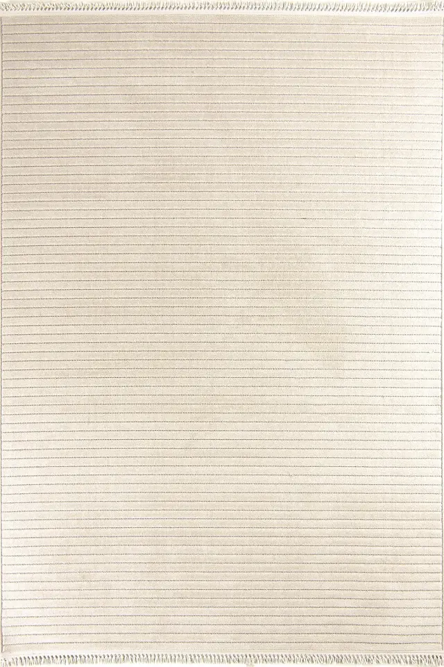 Dekorenti Prag 9216 Bej – Modern Örgü Saçaklı Yumuşak Tuşeli İskandinav Halı