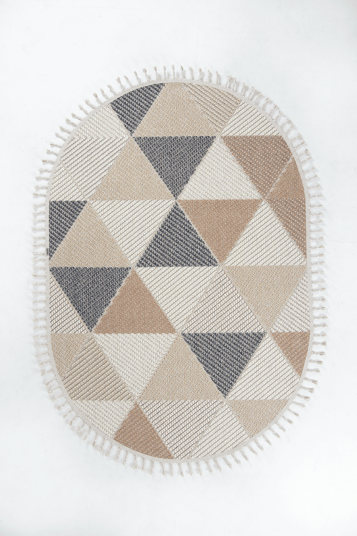 Bukle 1405 Sarı Oval – Modern Geometrik Desenli Tozumaz Halı 080x150