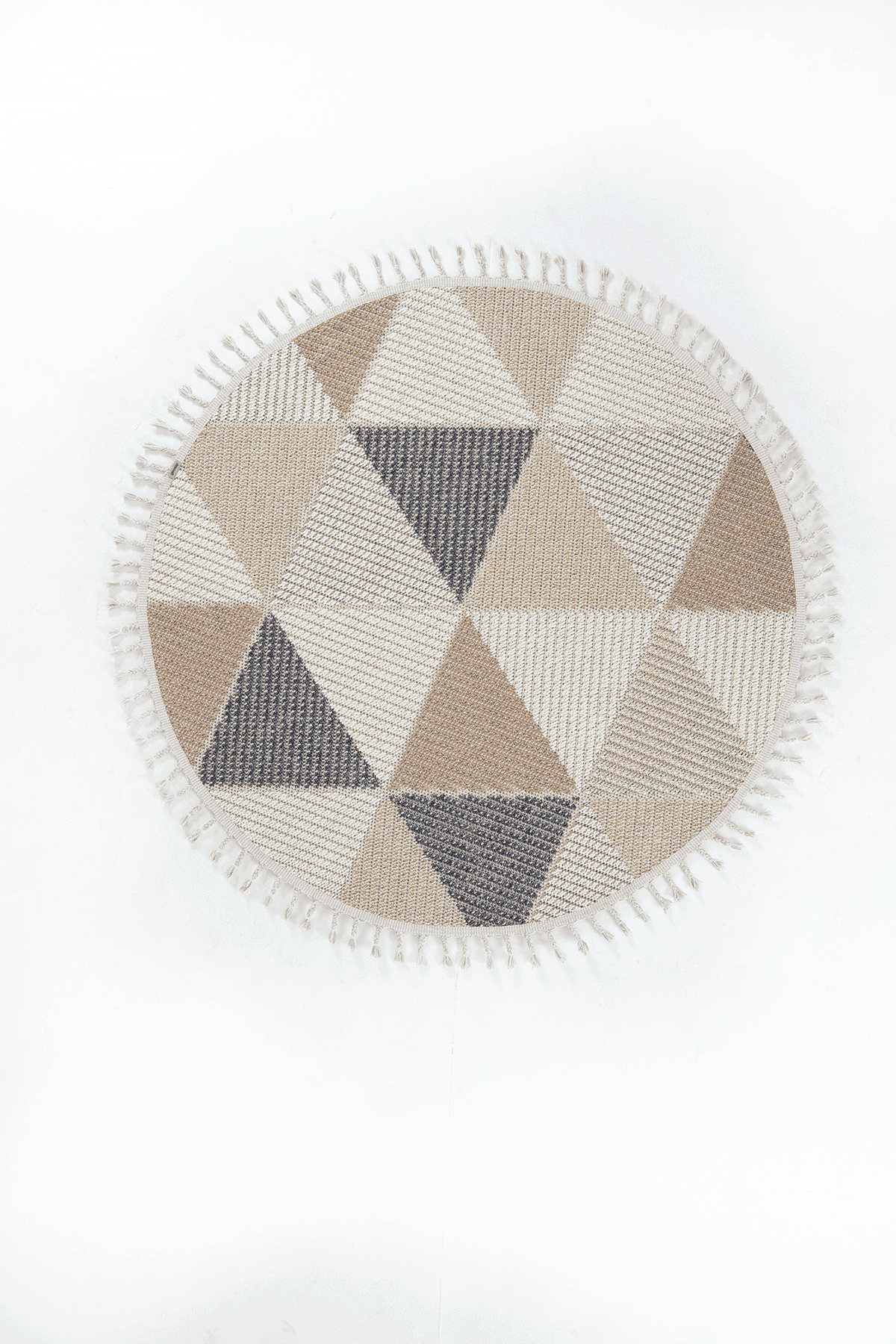 Bukle 1405 Sarı Daire – Modern Geometrik Desenli Yuvarlak Tozumaz Halı 080x080