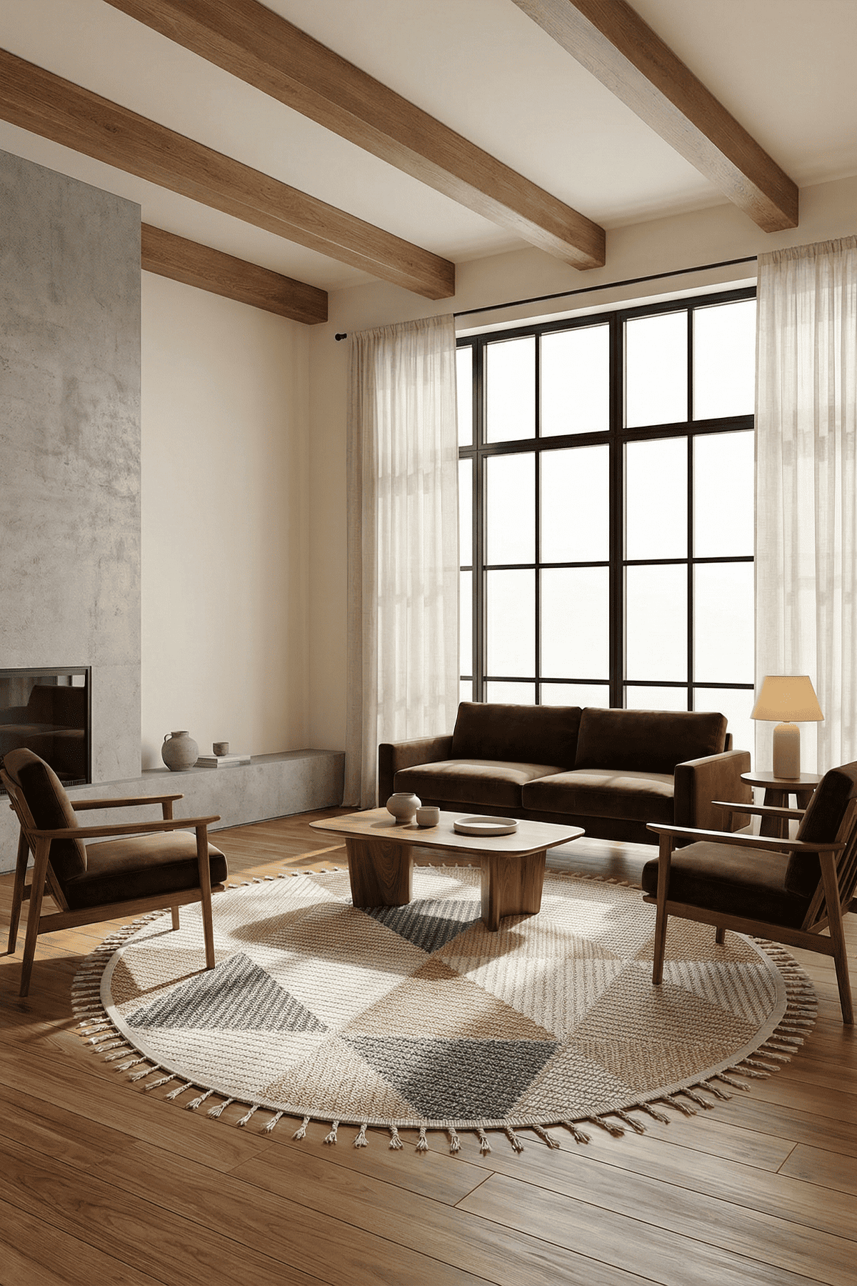 Bukle 1405 Sarı Daire – Modern Geometrik Desenli Yuvarlak Tozumaz Halı 080x080