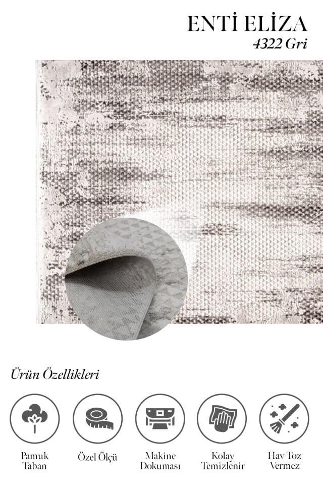 Enti Eliza 4322 Gri  - Modern Desenli Akrilik Halı
