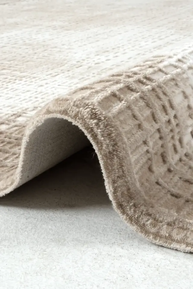 Romans Doku 2102 Kahverengi Çerçeveli Dokulu Modern Salon Halısı