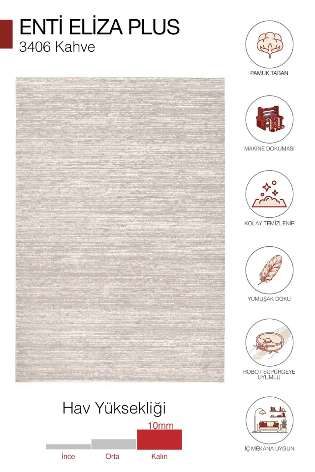 Enti Eliza Plus 3406 Kahverengi - Rahat ve Modern Akrilik Halı