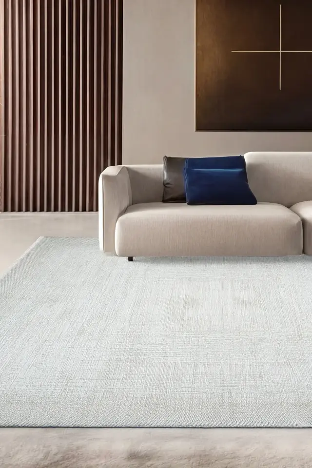 Romans Doku 2103 Krem Çerçeve Desenli Akrilik Salon Halısı