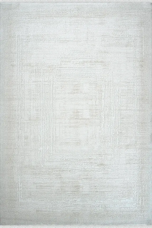 Romans Doku 2103 Krem Çerçeve Desenli Akrilik Salon Halısı