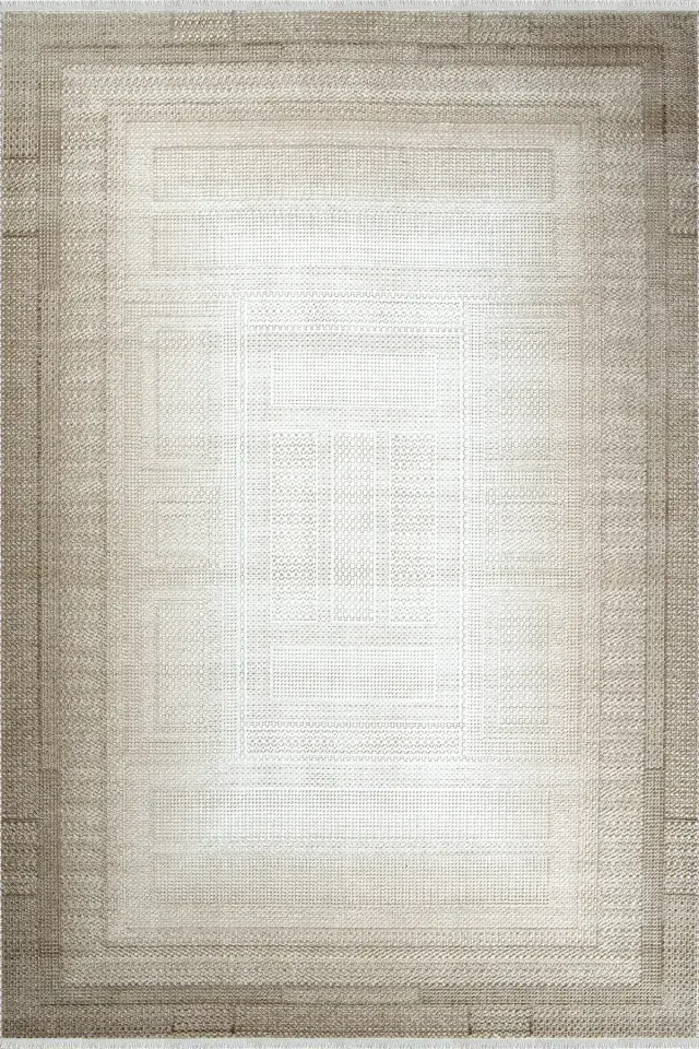 Romans Doku 2104 Kahverengi Bordürlü Akrilik Şık Salon Halısı