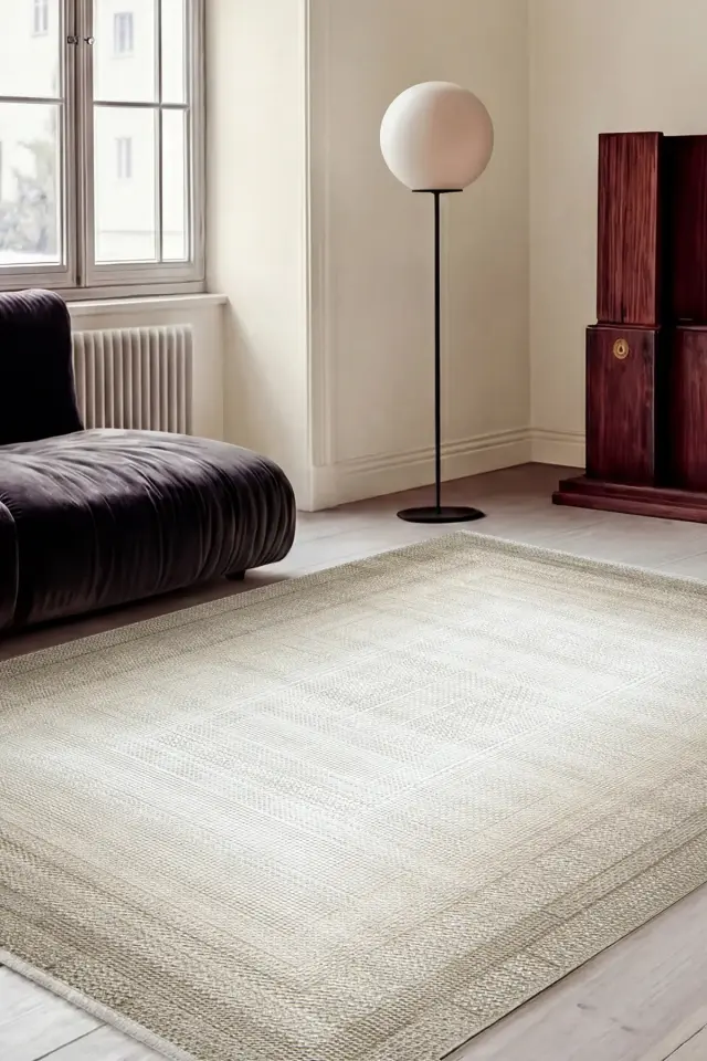 Romans Doku 2104 Kahverengi Bordürlü Akrilik Şık Salon Halısı