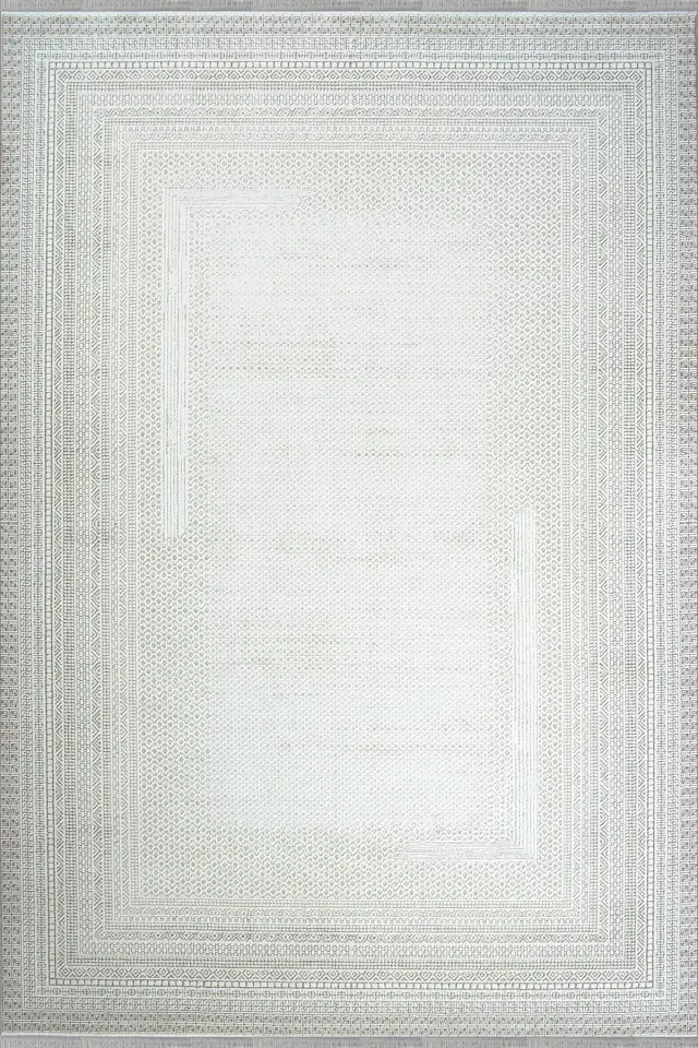 Romans Doku 2105 Bej İnce Motifli Çerçeveli Salon Halısı