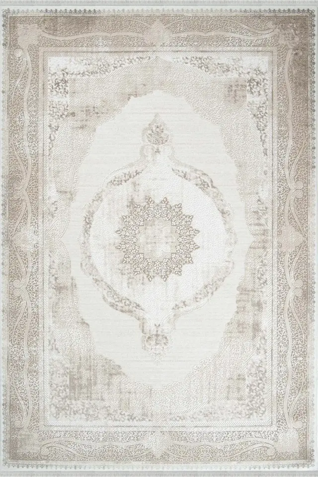 Romans Doku 2106 Bej Klasik Göbekli Akrilik Salon Halısı