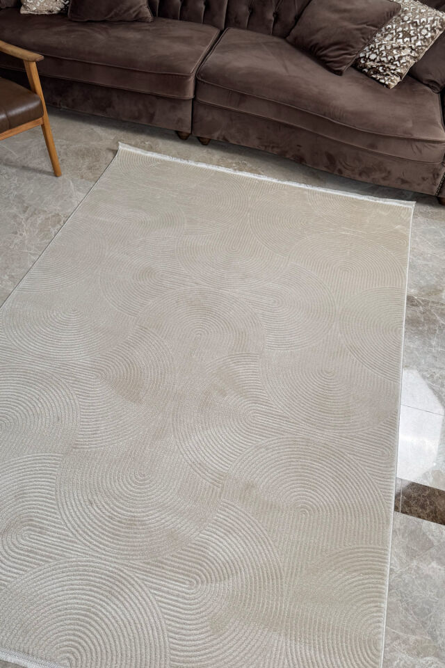 Enti Akik 8613 Bej - Modern Retro Geometrik Akrilik Halı