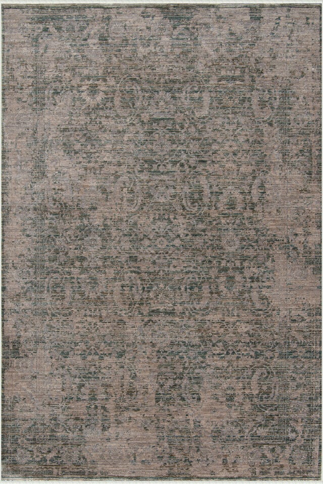 Dekorenti Otantik 2614 Yeşil Halı Eskitme Görünümlü Vintage Salon Halı