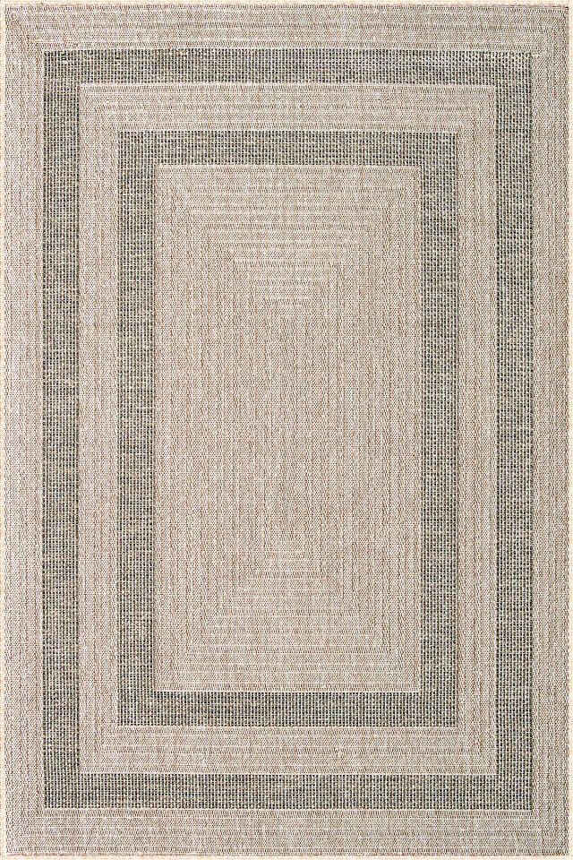Dekorenti Beirut 9101 Bej Modern Dokulu Çerçeve Desenli Jüt Taban Halı