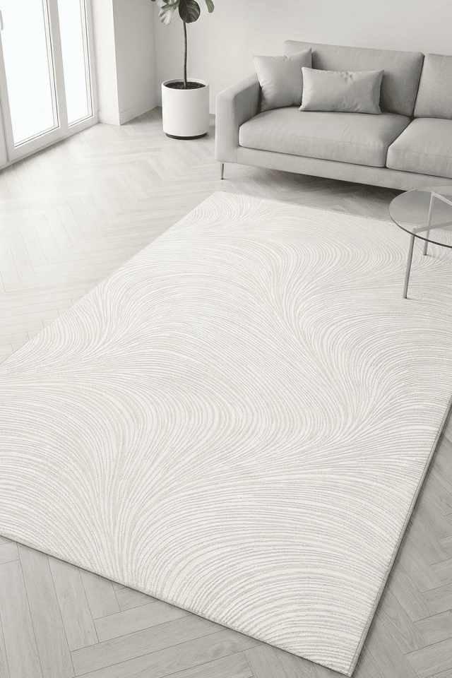 Aren 3303 Beyaz - Pamuk Tabanlı Akrilik Modern Halı 100x150