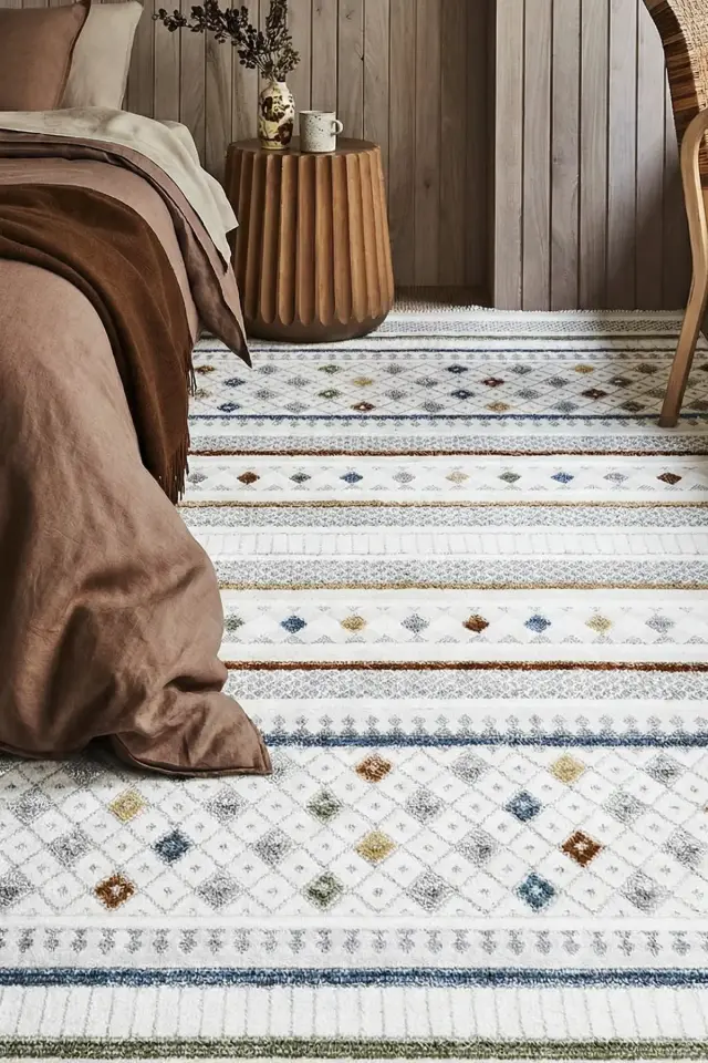 Dekorenti Polo 7801 Multi - Modern Etnik Çizgi Desenli Örgü Saçaklı Halı