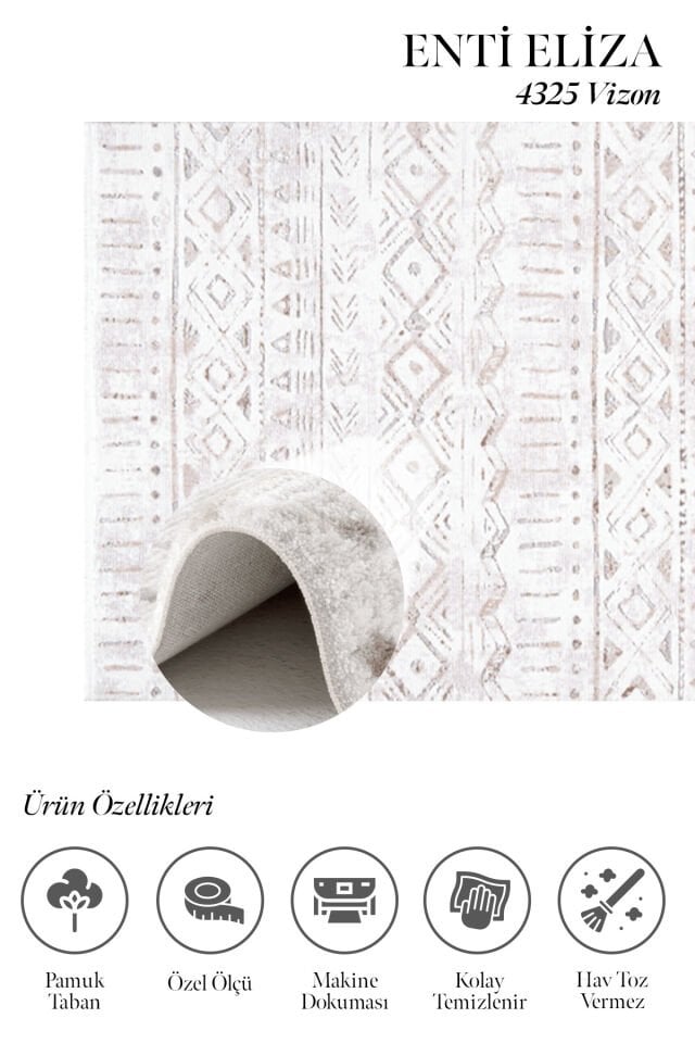 Enti Eliza 4325 Vizon - Minimal Kabartmalı Modern Halı
