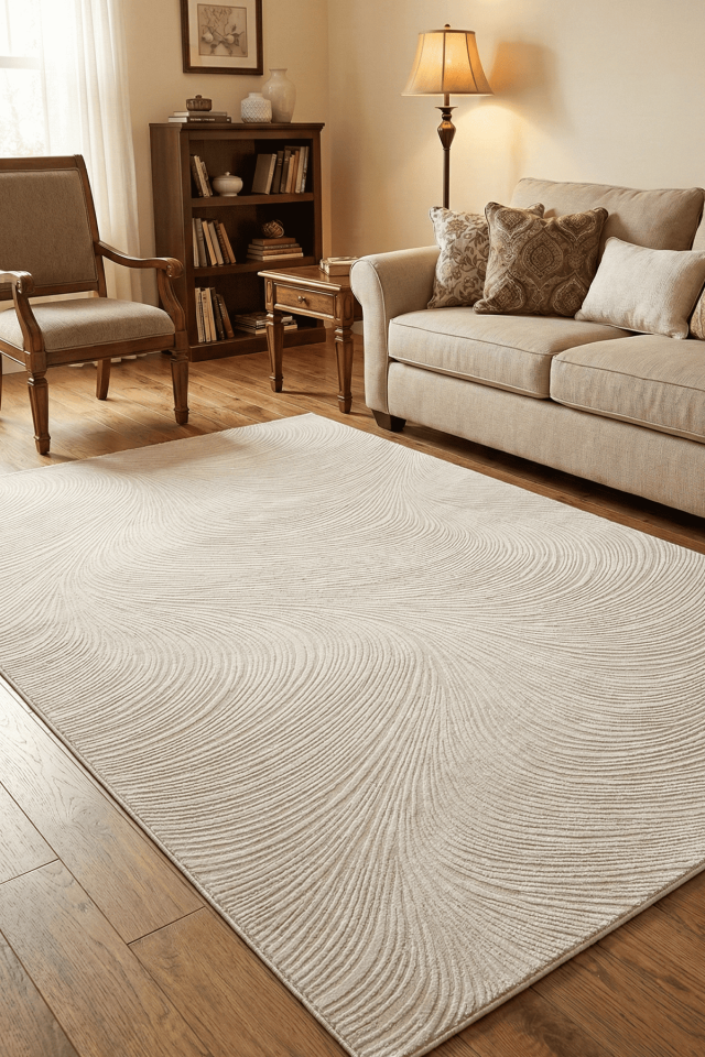 Enti Aren 3304 Bej - Pamuk Tabanlı Akrilik Modern Halı