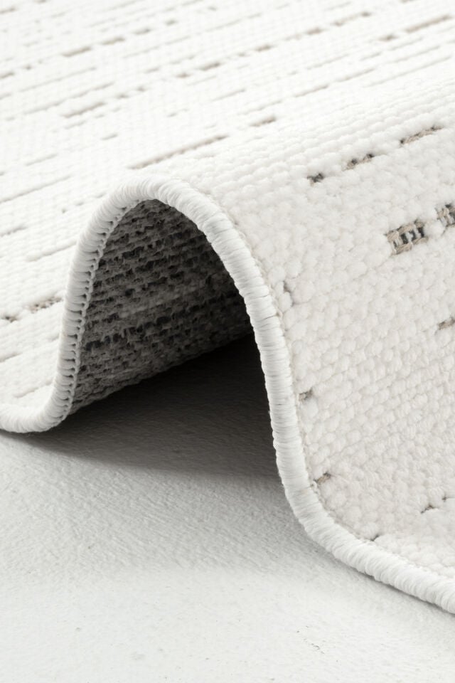 Dekorenti Terrace 8201 Beyaz Kaymaz Taban Modern Çizgili Halı