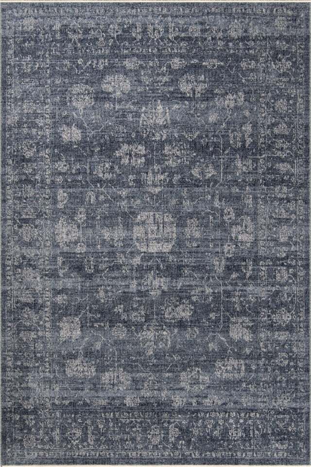 Romans Etro 2702 Mavi - Spor Saçaklı Polyester Çerçeveli Vintage Halı