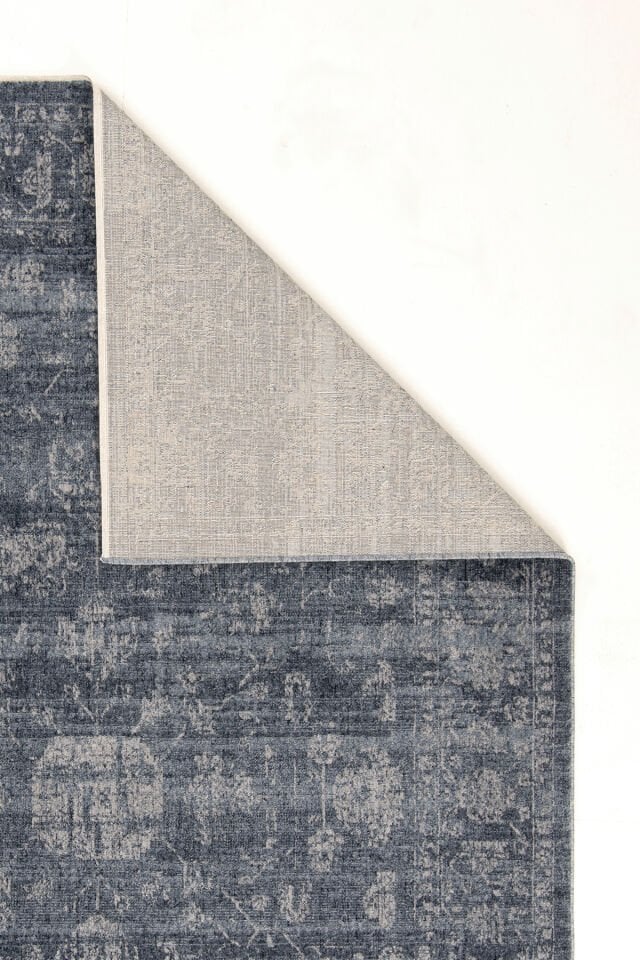 Romans Etro 2702 Mavi - Spor Saçaklı Polyester Çerçeveli Vintage Halı