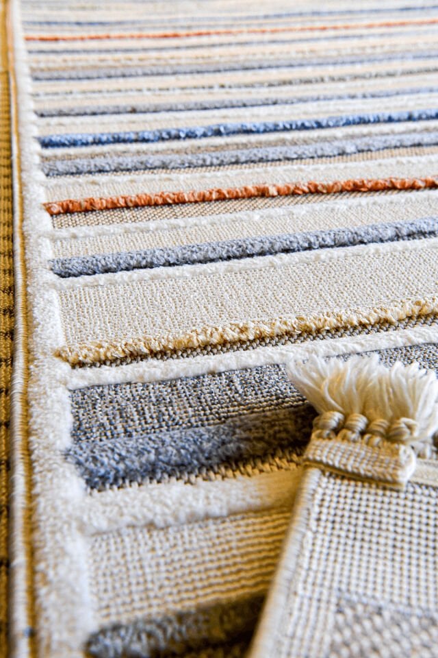 Dekorenti Polo 7803 Multi - Modern Renk Geçişli Çizgi Desenli Örgü Saçaklı Halı