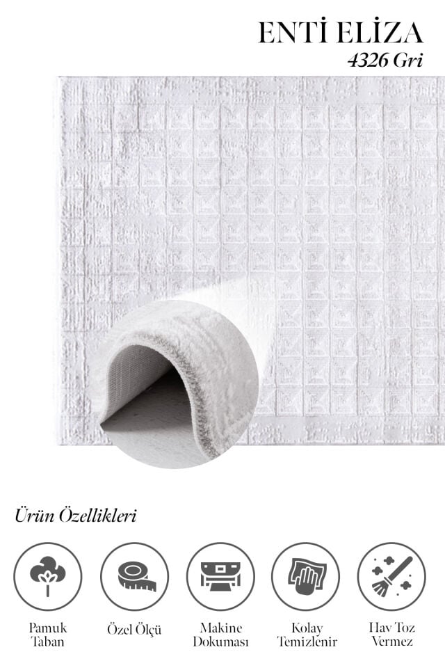 Enti Eliza 4326 Gri - Piramit Desenli Akrilik Halı