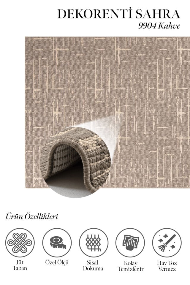 Dekorenti Sahra 9904 Kahverengi Modern Sisal Dokuma Halı