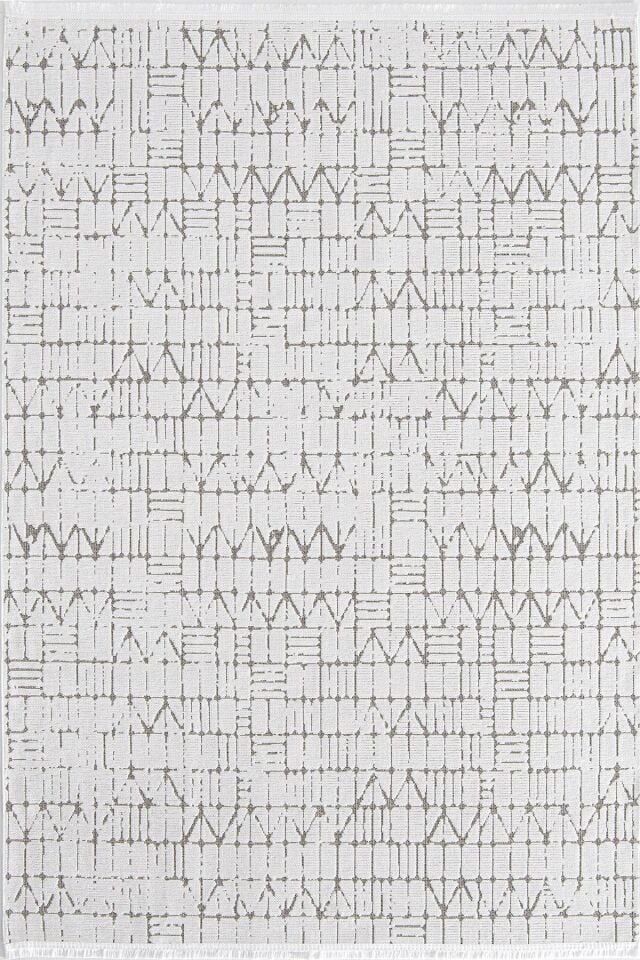 Dekorenti Terrace 8204 Beyaz Kaymaz Taban Modern Çizgili Halı