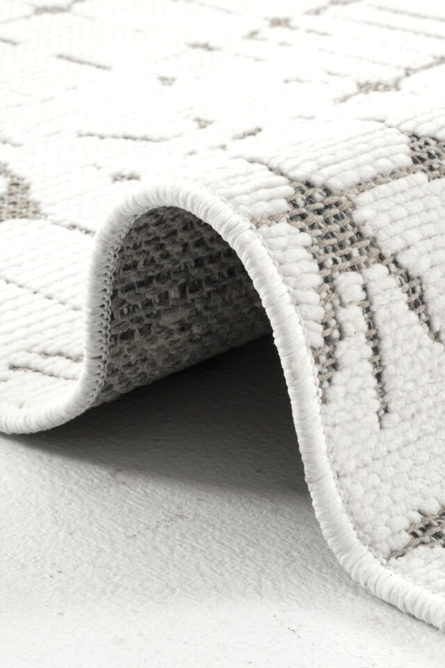 Dekorenti Terrace 8204 Beyaz Kaymaz Taban Modern Çizgili Halı