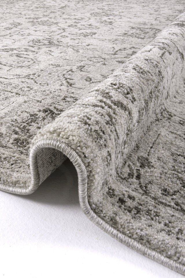 Romans Etro 2705 Gri - Spor Saçaklı Polyester Çerçeveli Vintage Halı