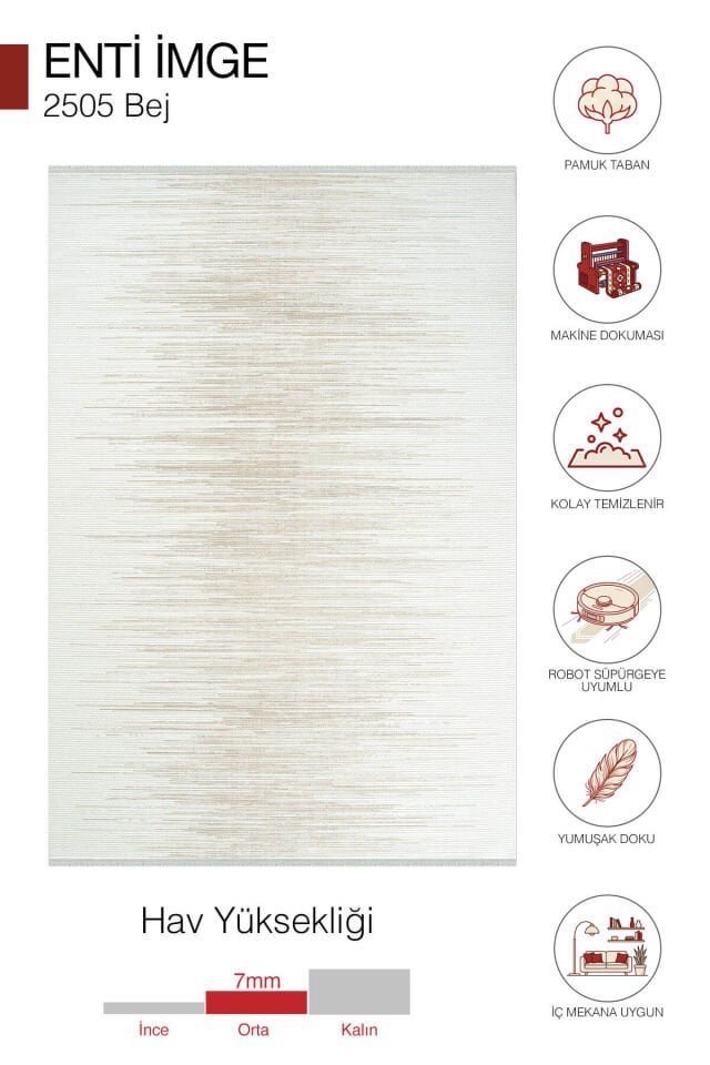 Enti İmge 2505 Bej Halı - Soft Desenli Halı