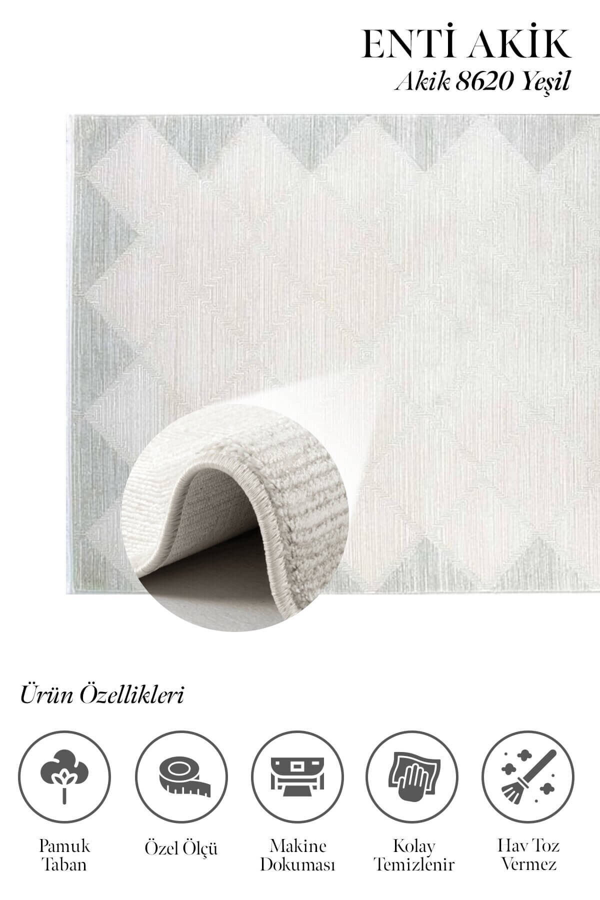 Enti Akik 8620 Yeşil - Modern Çerçeveli Akrilik Halı