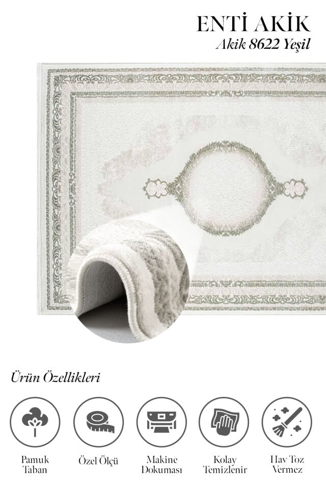 Enti Akik 8622 Yeşil - Klasik Göbekli Akrilik Halı