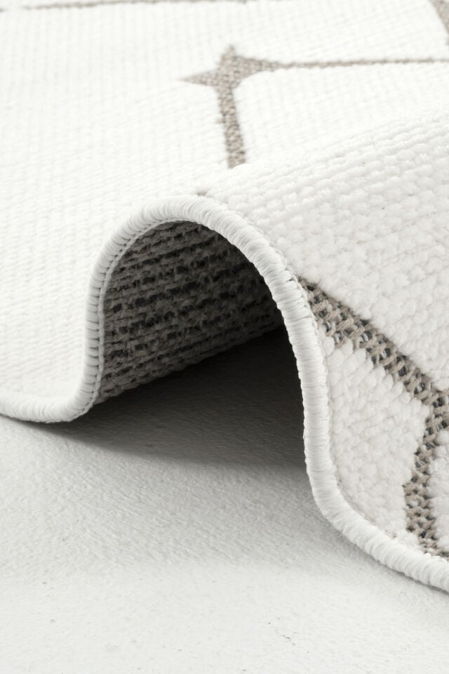 Dekorenti Terrace 8207 Beyaz Kaymaz Taban Modern Çizgili Halı