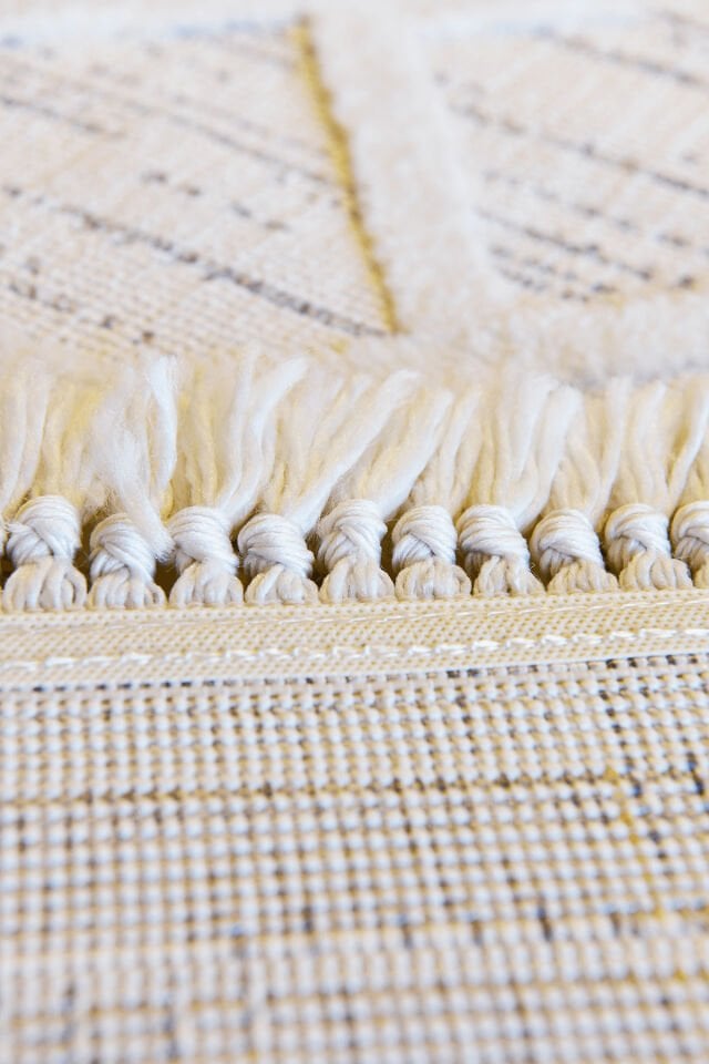 Dekorenti Polo 7805 Multi - Modern Etnik Baklava Desenli Örgü Saçaklı Halı