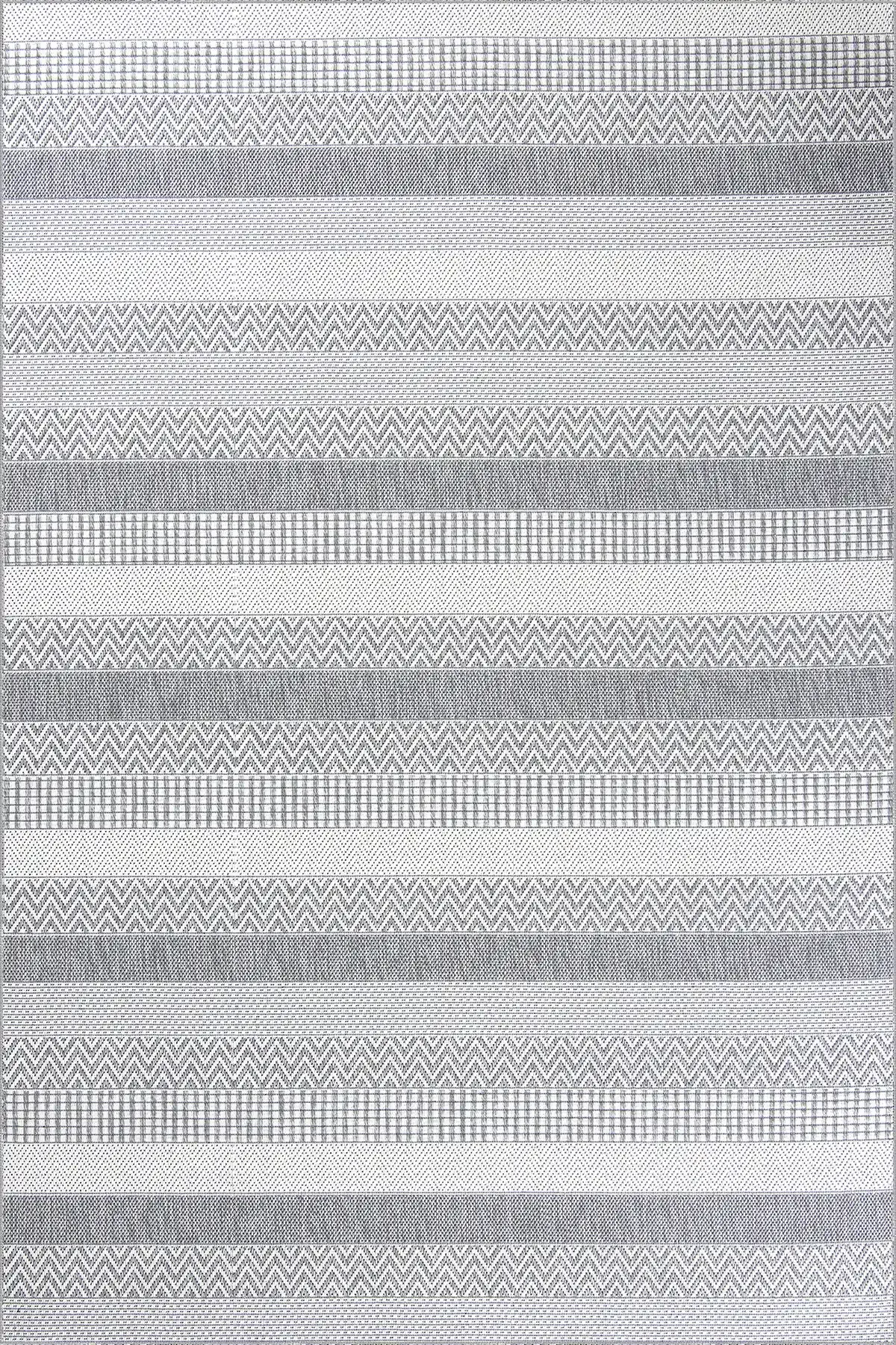 Dekorenti Lora 3202 Gri - Çizgili Modern Pamuk Tabanlı Polyester Halı