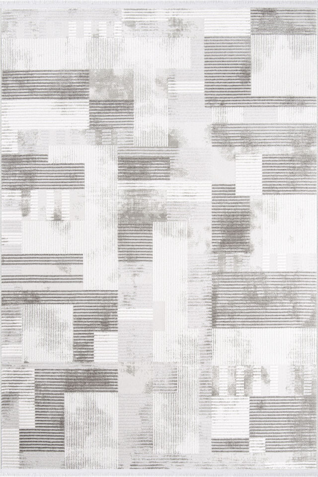 Enti Thema 9403 Gri - Modern Geometrik Desenli Akrilik Halı